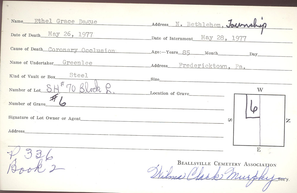 burial card